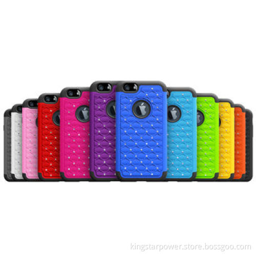 Crystal Diamond Rhinestone Studded Case Shell Cover Skin for iPhone 6, PC Silicone Material